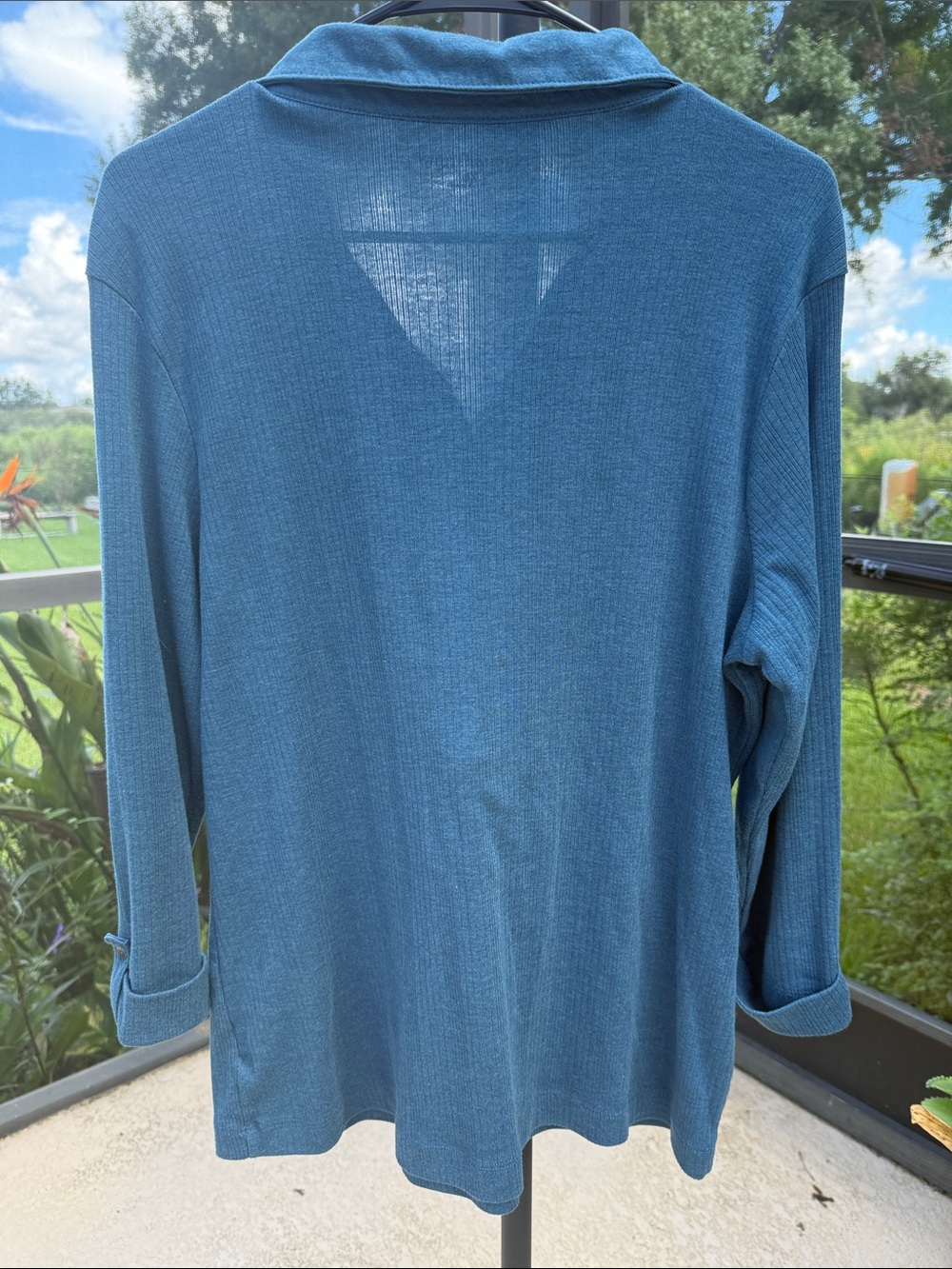 croft & barrow Teal Long-Sleeve Henley Polo Top - Picture 2 of 4